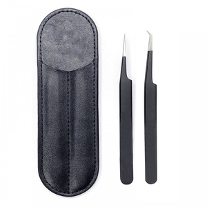 Pince à épiler professionnelle anti-magnétique en acier à haute teneur en carbone pour extensions de cils - Pince à épiler droite et courbée de précision avec poignée ergonomique pour - Product Image 3