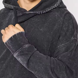Sweat à capuche en molleton délavé à l'acide personnalisé de haute qualité pour homme, 430 GSM, épais, épaules tombantes, 100 % coton, hiver - Product Image 2