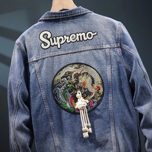 2024 High-End Men's <b>Denim</b> Coat High Quality Long-Sleeved Winter <b>Jacket</b> Embroidery Decoration Street Fashion Trends Washed Style - Product Image 5