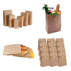 Bolsas de papel Kraft desechables de alta calidad para compras de comestibles Embalaje reciclable de fondo cuadrado Uso para llevar - Product Image 4