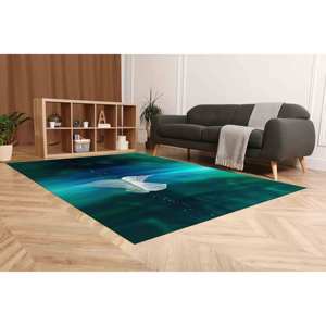 Tapis Leaf in Lake : Tapis imprimé paysage naturel moderne, avec poils doux - Product Image 5