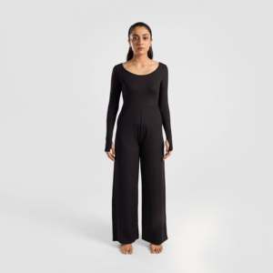 Combinaison noire Asanafit à taille haute pour le yoga, respirante - Product Image 1