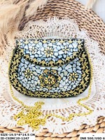 Sac à main exclusif pour dames en métal mosaïque pochette sac à main de soirée avec poignées en laiton élégantes et serrure Kunda