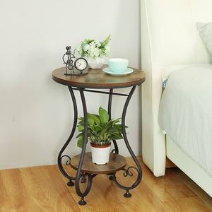 Venta caliente 2023 mesa auxiliar de hierro con tapa de madera decoración del hogar sala de estar más sostenible precio al por mayor directo de fábrica - Product Image 3