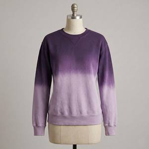 Sudadera de Mujer con Efecto Degradado Morado Lila, Estilo Vintage, Cuello Redondo, Lavado Especial, para Otoño e Invierno - Product Image 3