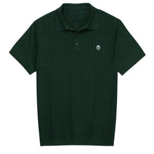 Polo en tricot côtelé pour homme, coton premium, tricotage, manches courtes, texture classique, coupe décontractée, vêtements élégants - Product Image 2