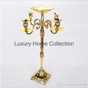 Candelabro de gran calidad de color plateado y soporte de diseño forjado, candelabro de centro de mesa para boda con 5 brazos - Product Image 5