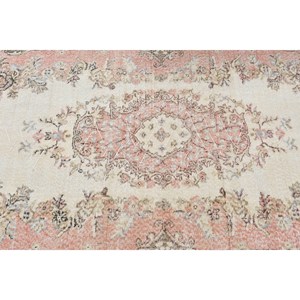 Tapis vintage, tapis turc 3,6x7 pieds, tapis en laine abstrait rose - Product Image 5