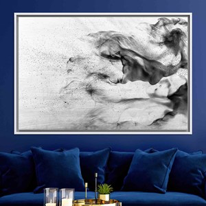 Lienzo Impreso con Diseño de Humo Gris Abstracto: Arte Mural Moderno y Minimalista, Lienzo con Marco Blanco - Product Image 1