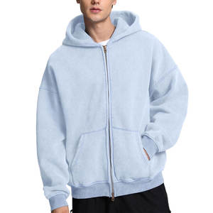 Hot Selling Heavyweight Vintage <b>Zip</b> <b>up</b> Acid Wash Pullover Distressed Boxy <b>Cropped</b> <b>Hoodies</b> for Men Fleece Blank Plain <b>Hoodies</b> - Product Image 1