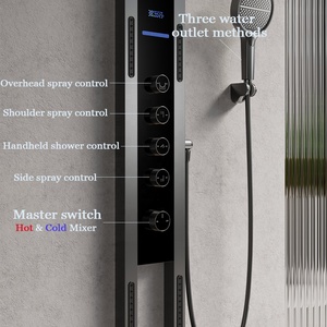 Chải vàng mưa đầu vòi hoa sen LED đa chức năng hệ thống phòng tắm thiết lập sang trọng Thác vòi hoa sen bảng điều chỉnh cột - Product Image 5