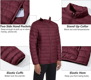Vente en gros Veste à bulles matelassée imperméable d'hiver à col montant pour hommes Veste matelassée d'extérieur personnalisée pour hommes - Product Image 5