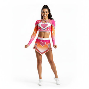 Uniforme de pom-pom girl pour adultes personnalisé, vente en gros, sublimation, spandex, polyester, détection des aiguilles, délai de livraison de l'échantillon de 7 jours, commande OEM - Product Image 1