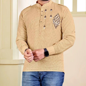 Pantalones cortos étnicos de algodón Kurta para hombres, diseñador de moda, traje tradicional indio para uso diario, fiestas, ocasiones especiales - Product Image 1