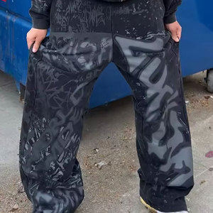 Ensemble de survêtement pour homme, pantalon de jogging imprimé à deux pièces, doublé, coupe évasée, 100% coton, molleton respirant, personnalisable, streetwear - Product Image 5