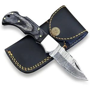 Jexmoo OEM personnalisé fait à la main multifonctionnel en acier damas couteau de poche étui en cuir pour cadeau d'anniversaire garçon d'honneur présent - Product Image 1