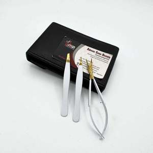 Pinzas para cejas de oro blanco, logotipo personalizado, acero sostenible, puntas puntiagudas inclinadas, pinzas para cejas con cejas, pestañas, tijera de resorte - Product Image 3