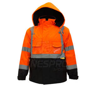 Venta al por mayor de alta calidad de la fábrica de suministro de chaqueta de seguridad impermeable transpirable Hi Vis chaqueta de seguridad con cremallera - Product Image 1