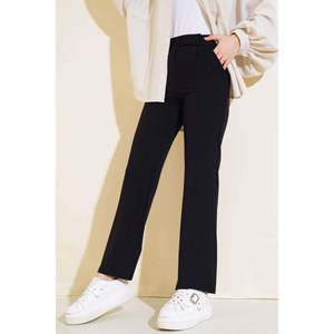 กางเกงลำลองผ้าชีฟองอัดพลีทแบบตีนตุ๊กแกเอวยางยืดยาวสำหรับเด็กผู้ชายผ้าปะติดผ้าชีฟองระบายอากาศได้ดีสีดำ - Product Image 4