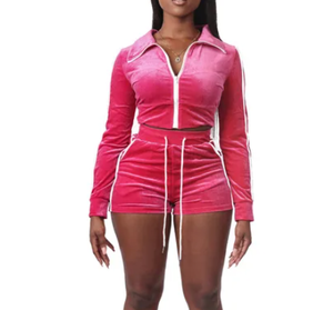 Top Trending <b>Women's</b> Velour Zip Stand Collar Casual Work Elastic Waistband <b>Long</b> Drawstring Velvet Solid Breathable Quick-Dry - Product Image 1