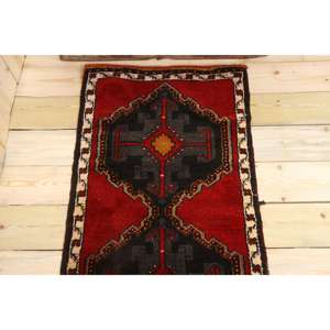 Tapis turc vintage 2x3,7 pieds, tapis en laine rouge à imprimé animal - Product Image 3