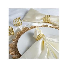 Anneau de serviette plaqué or, accessoires en or porte-serviette fleur métal acier inoxydable mariage élégant - Product Image 2