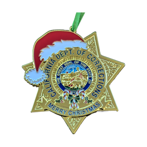 New 2025 CDCR/CDC Santa <b>Hat</b> Badge Christmas Tree Ornament - Product Image 1