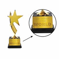 Trofeo de Metal y Plástico con Estrella Plateada Victory, Impresión UV para Premios de Competición de Tenis de Mesa, Grabado de Logotipo Personalizado, Portátil