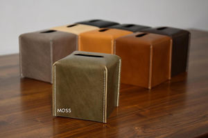 Funda de cuero para caja de pañuelos RTS Carton Tea Table Box Case Leather Square Tissue Box Holder - Product Image 3