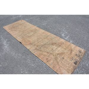 Alfombra de lana de área grande clásica hecha a mano Vintage 32X98ft Beige con patrón de retazos abstractos para decoración de habitación de pasillo de látex - Product Image 2