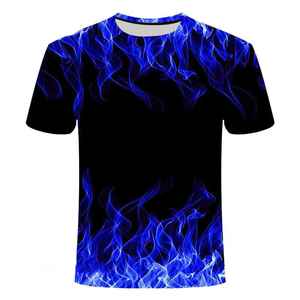 Colorful <b>Flame</b> 3D Printed Men's Round Neck Short Sleeve T <b>Shirt</b> Casual Breathable Knitted Fabric - Product Image 5