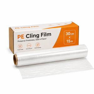 Película Adhesiva de Polietileno Impresa Personalizada, 45 cm x 50 m, 17 Micras, Rollo de Envoltura para Alimentos OEM, Superficie Brillante, 300 m, 500 mm, Película Elástica Suave, Envoltura Retráctil - Product Image 1