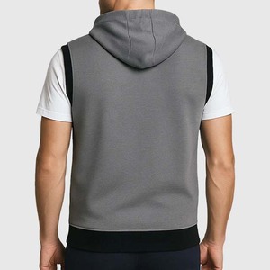 Wholesale Best Selling New Fashion Grey and Black Color Sleeveless Hoodie <b>For</b> <b>Men's</b> Clothing <b>Pullover</b> Workout Vest - Product Image 2