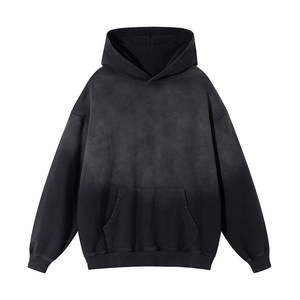 Sudadera con Capucha Oversize para Hombre, Personalizable ODM, Efecto Desgastado por el Sol, Sin Cordones, Diseño Nuevo, Lavado Ácido, Color Sólido, 100% Algodón - Product Image 3