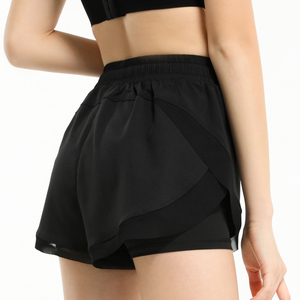Short de fitness brodé taille haute à séchage rapide pour femme coupe ample respirant Yoga et sport Shorts de course décontractés - Product Image 4