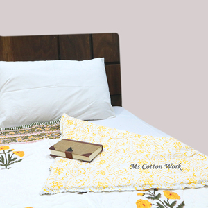 Handmade Reversible Queen-Size cotton Quilt Set vàng xanh hoa thiết kế mềm mại khâu tay <span class=keywords><strong>Comforter</strong></span> cho nhà khách sạn đám cưới - Product Image 4