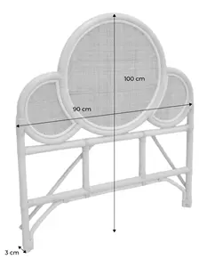 Cabecero de Cama de Ratán Natural Tejido a Mano con Marco, Diseño Triple Redondo, Estilo Boho Costero, Muebles de Dormitorio, Buen Precio - Product Image 3