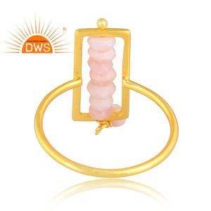 Offre spéciale Bague empilable en argent sterling plaqué or 18 carats avec perles naturelles et opale rose - Product Image 2