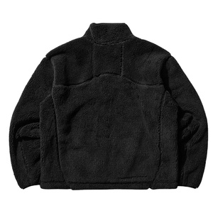 2026 Top Selling Custom Sherpa <b>Fleece</b> Hoodie with Kangaroo Pocket Embroidered Winter Polar <b>Fleece</b> Jacket in <b>Black</b> Color - Product Image 2