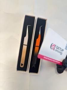 Juego de Pinzas para Extensión de Pestañas con Degradado de Color Personalizado, Pinzas de Acero Inoxidable con Agarre de Diamante y Diseño de Corazón y Mariposa - Product Image 5