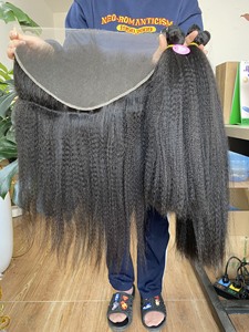 100% paquetes de cabello humano virgen rizado crudo, frente de encaje completo HD, densidad 13*4 13*6 proveedor de pelucas de un donante - Product Image 2