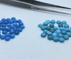 พลอยอะริโซนาสีเทอร์ควอยซ์ทรงกลมอัญมณีทรงหลวมด้านหลังเรียบสีฟ้าธรรมชาติปรับเทียบราคาโรงงานสำหรับการทำเครื่องประดับ - Product Image 5