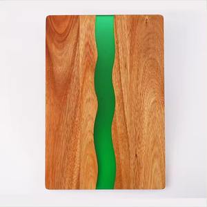 เขียงทำจากเรซินขอบสีเขียวใช้สำหรับเสิร์ฟเขียงทำจากธรรมชาติใช้ในครัวออกแบบโลโก้ได้ตามต้องการ - Product Image 1