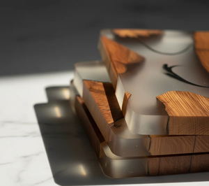 Sous-verre en bois artisanal durable en résine époxy polie avec bord vif, fait à la main, support de luxe pour tasse à thé et à café - Product Image 6