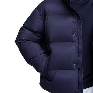 Offre Spéciale personnalisé hommes hiver chaud col montant Polyester coupe-vent vers le bas manteau à capuche bouffant veste hommes vêtements tissu veste 2026 - Product Image 4