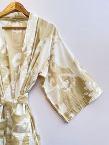 Women Kimono, Cotton Robe, Block Print, Comfortable Nightwear Dress, Bridesmaid Robe, Dressing Gown, Beachwear, Handmade Robe, - Product Image 2