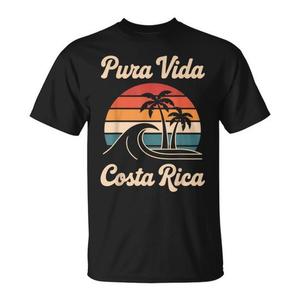 T-Shirt Vintage Retrò per Vacanze Tropicali con Stampa Costa Rica Pura Vida per Promozioni - Product Image 1