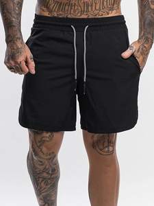 กางเกงขาสั้นแบบผูกเชือกแห้งเร็วป้องกันริ้วรอยกระเป๋าด้านข้างมีซิปทำจากโพลีเอสเตอร์สีทึบเนื้อผ้าลำลองสำหรับใส่ออกกำลังกายในฤดูร้อน - Product Image 2