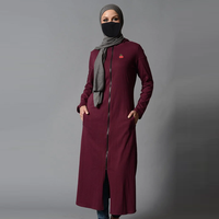 Ropa Deportiva de Invierno Larga y Modestas para Mujeres Musulmanas, Talla Grande, Bordada, con Capucha, 100% Algodón, Ecológica y de Secado Rápido