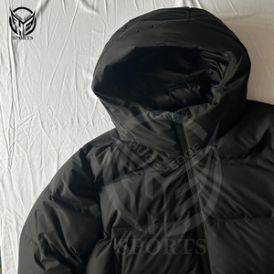 แจ็คเก็ตขนเป็ดผ้าฝ้ายมีฮู้ดสำหรับผู้ชายเสื้อครอปซิปโลโก้ออกแบบได้ตามต้องการสำหรับฤดูหนาว - Product Image 3